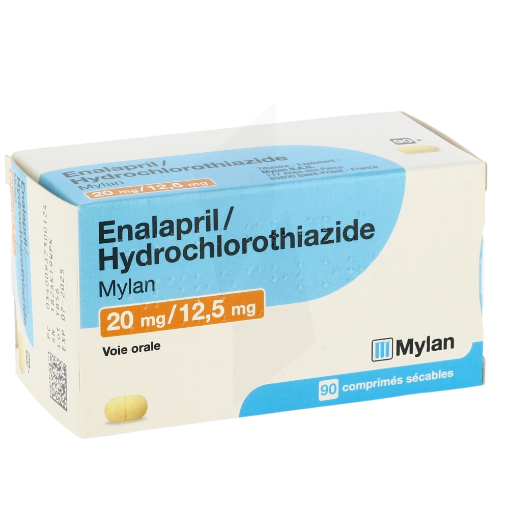 Enalapril/hydrochlorothiazide Viatris 20 Mg/12,5 Mg, Comprimé Sécable