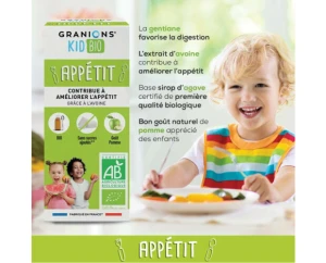 Granions Kid Bio Appétit Solution Buvable Pomme Fl/125ml