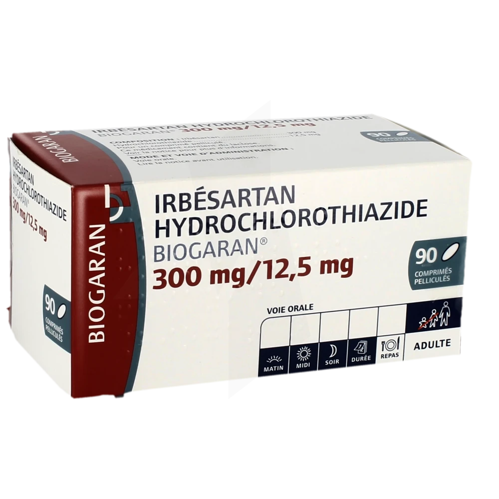 Irbesartan/hydrochlorothiazide Biogaran 300 Mg/12,5 Mg, Comprimé Pelliculé