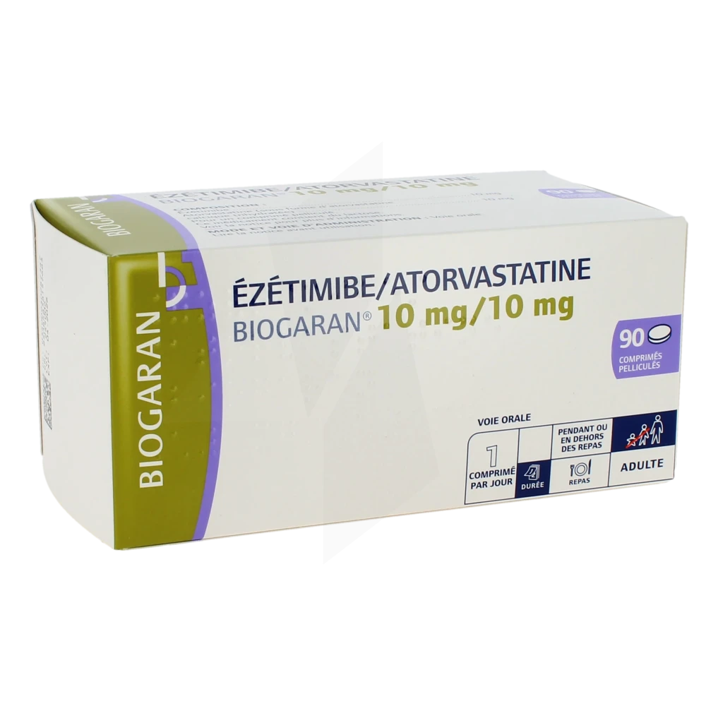 Ezetimibe/atorvastatine Biogaran 10 Mg/10 Mg Cpr Pell Plq/90