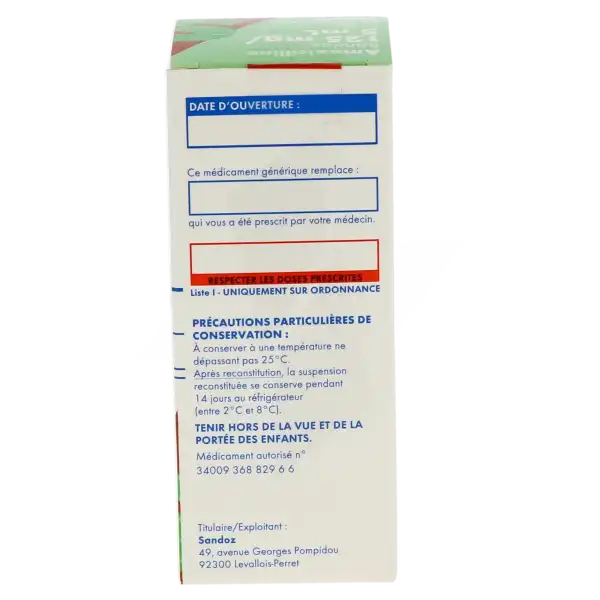 Amoxicilline Sandoz 125 Mg/5 Ml, Poudre Pour Suspension Buvable