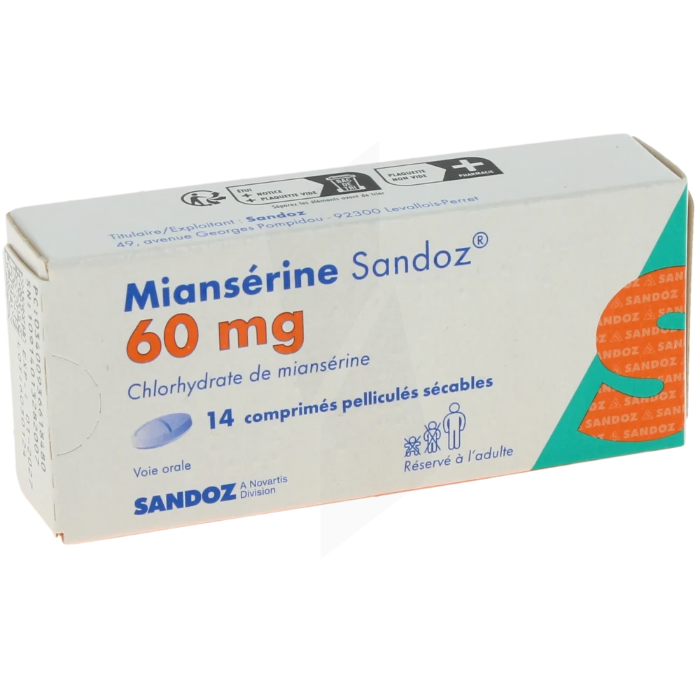 Mianserine Sandoz 60 Mg, Comprimé Pelliculé Sécable