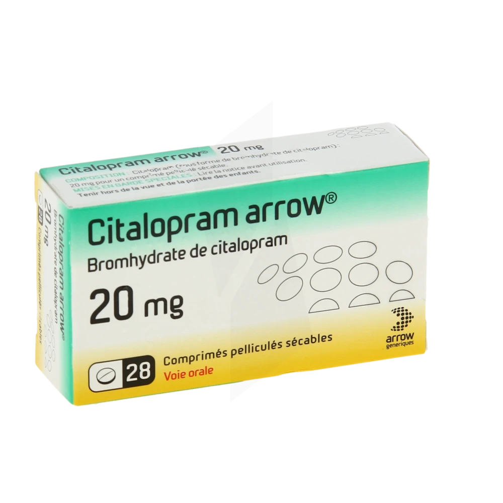 Citalopram Arrow 20 Mg, Comprimé Pelliculé Sécable