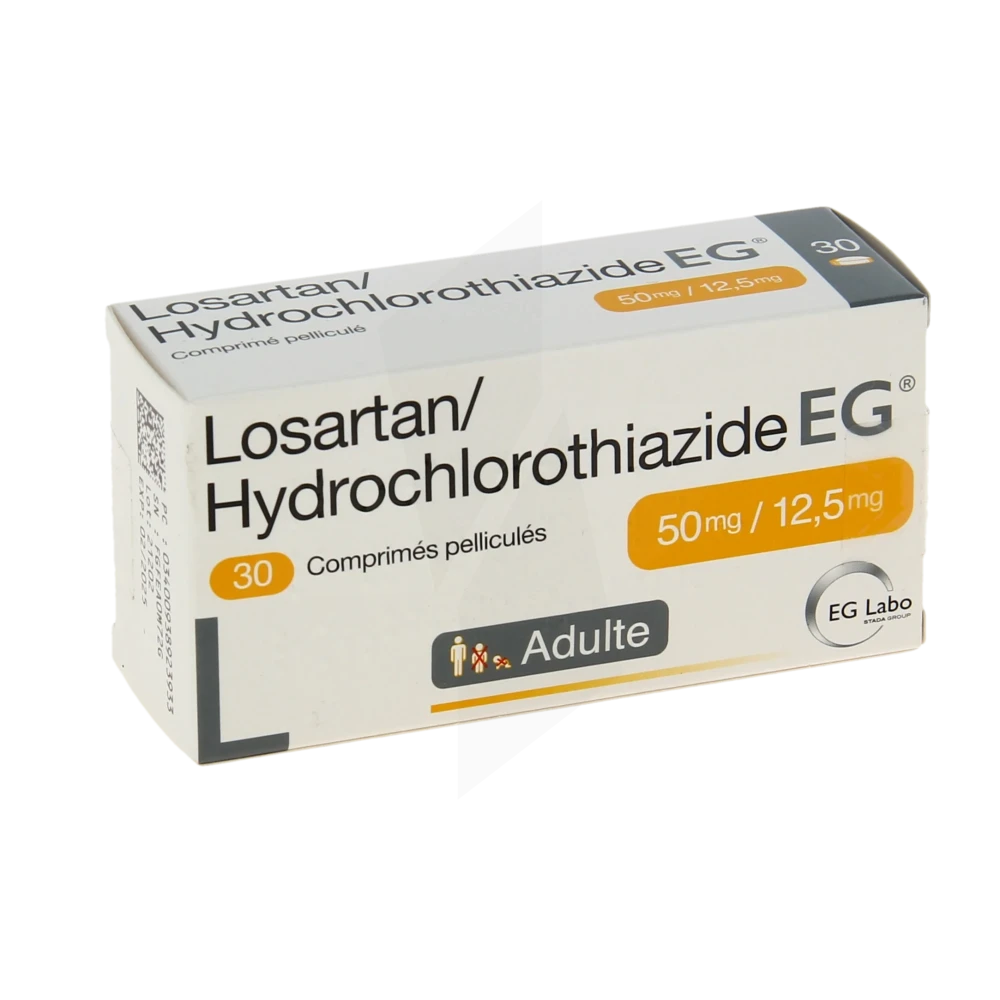 Losartan/hydrochlorothiazide Eg 50 Mg/12,5 Mg, Comprimé Pelliculé