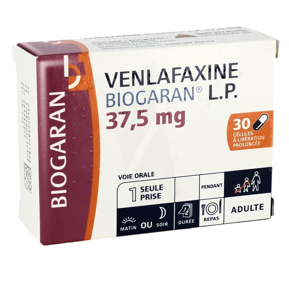 Venlafaxine Biogaran Lp 37,5 Mg, Gélule à Libération Prolongée