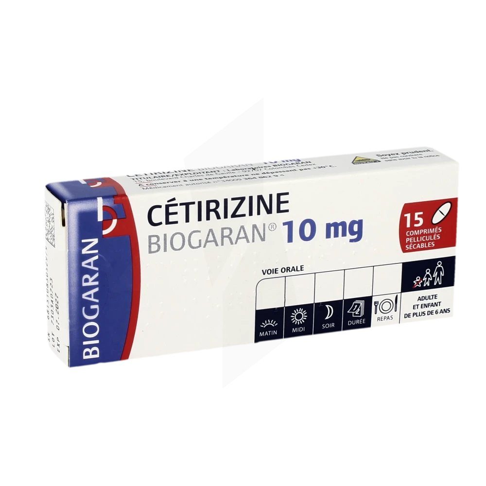 Cetirizine Biogaran 10 Mg, Comprimé Pelliculé Sécable
