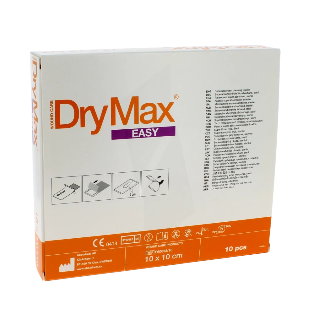Drymax Extra Pansements Super Absorbant Stérile 10x10cm B/10