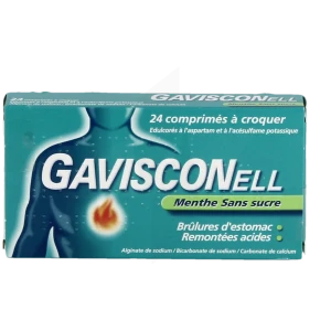 Gavisconell Sans Sucre Menthe, Comprimé à Croquer édulcoré à L'aspartam Et à L'acésulfame Potassique