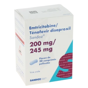 Emtricitabine/tenofovir Disoproxil Sandoz 200 Mg/245 Mg, Comprimé Pelliculé
