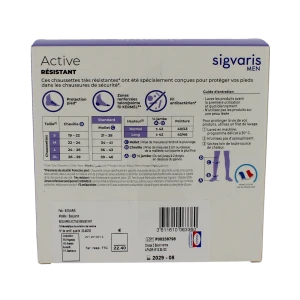 Sigvaris Active Résistant Chaussette Classe 2 Homme Noir/rouge Long L