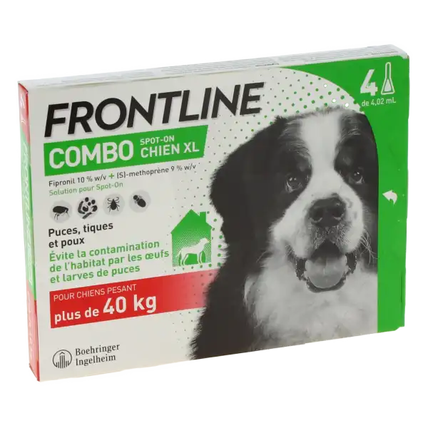 Frontline Combo 402,00 Mg / 361,80 Mg Solution Pour Spot-on Pour Chien Xl, Solution Pour Spot-on