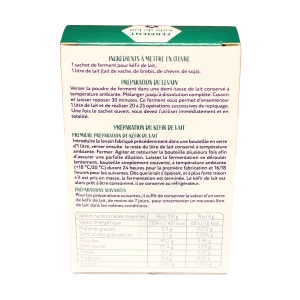 Yalacta Ferment Pour Kéfir De Lait Bio 2 Sachets/4g
