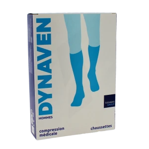 Sigvaris Dynaven Semi-opaque Fin Chaussette Classe 2 Homme Noir Long M