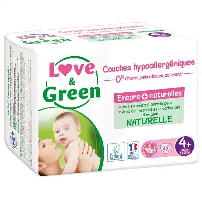 Love & Green Couches Hypoallergéniques T4+ (9-20kg) Paquet/42