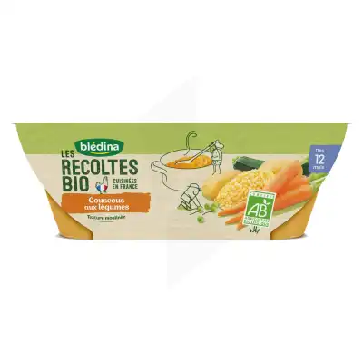 Blédina Les Récoltes Bio Couscous aux légumes 2 Bols/200g