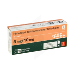 Perindopril Tert-butylamine/amlodipine Arrow 8 Mg/10 Mg, Comprimé