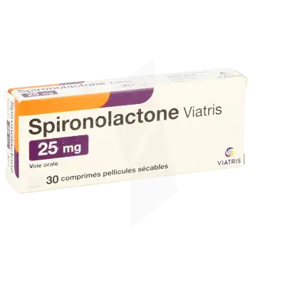 Spironolactone Viatris 25 Mg, Comprimé Pelliculé Sécable à LA TREMBLADE
