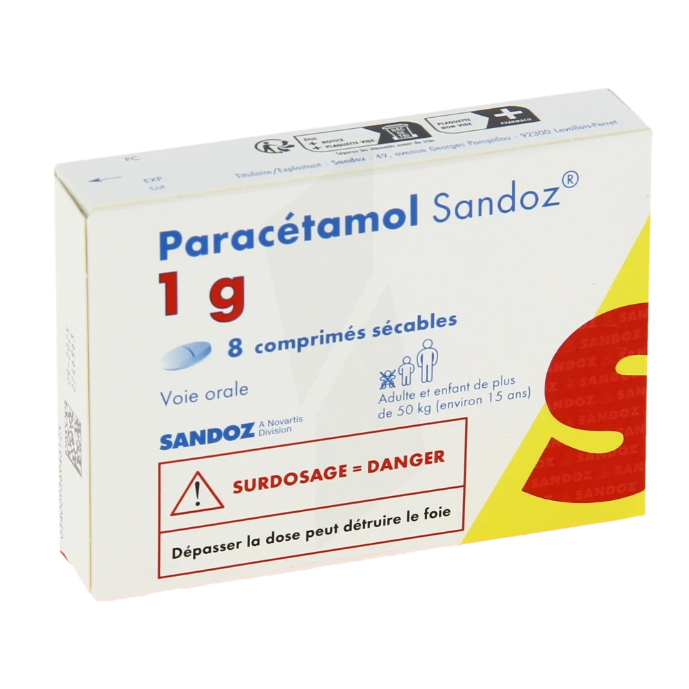 Paracetamol Sandoz 1 G, Comprimé Sécable