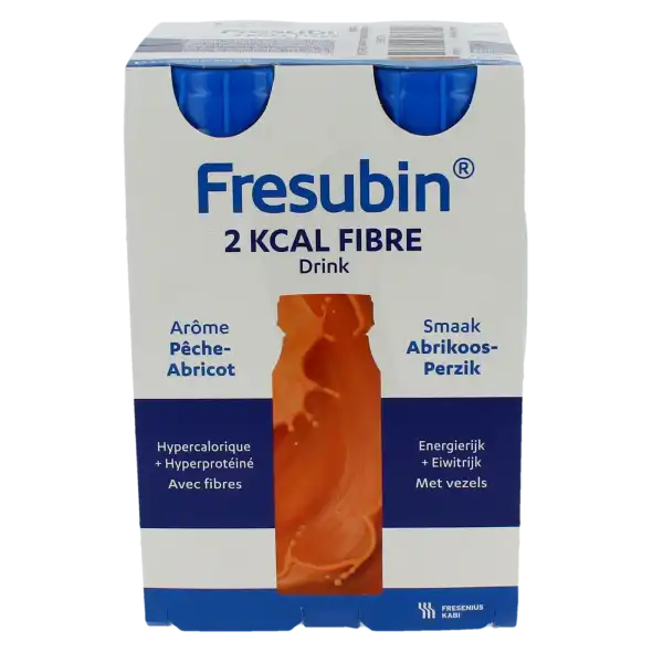 Fresubin 2 Kcal Fibre Drink Nutriment Pêche Abricot 4bouteilles/200ml