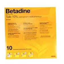 Betadine Tulle 10 % Pans Méd 10x10cm 10sach/1