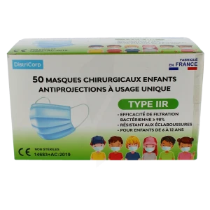 Districorp Masques Chirurgicaux Enfants Antiprojections  à Usage Unique Type Llr B/50
