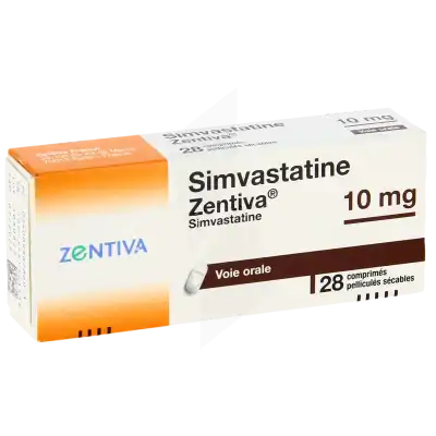 SIMVASTATINE ZENTIVA 10 mg, comprimé pelliculé sécable