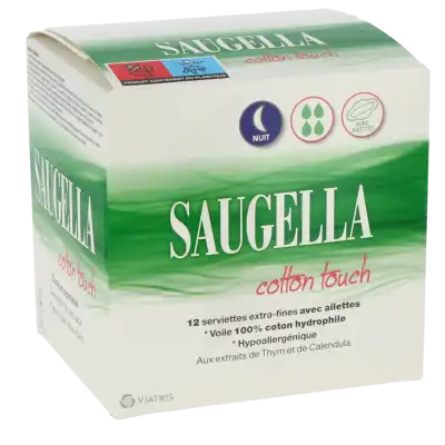 Saugella Cotton Touch Serviette Périodique Avec Ailettes Nuit B/12 à Châlons-en-Champagne