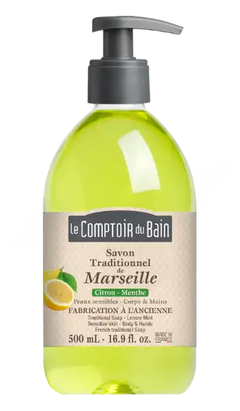 Le Comptoir Du Bain Savon Traditionnel De Marseille Citron-menthe Fl Pompe/500ml