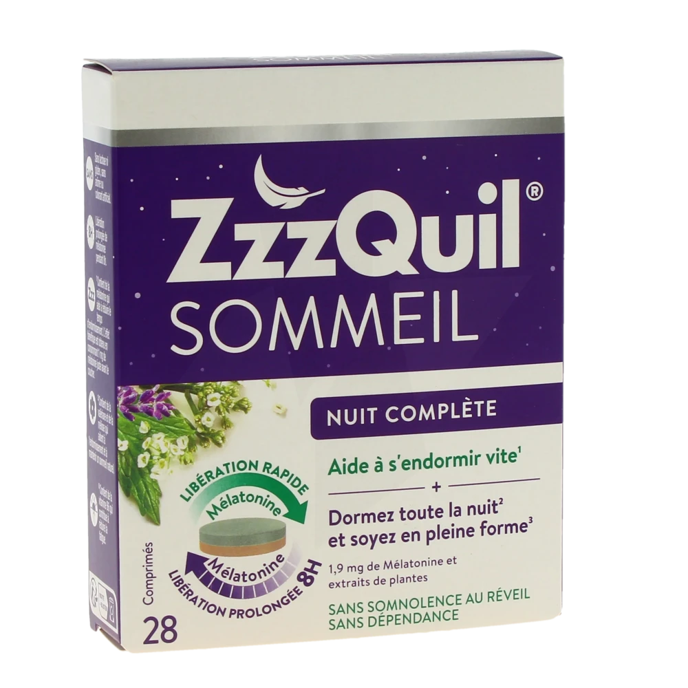 Zzzquil Sommeil Nuit Complète Comprimés Boîte De 28
