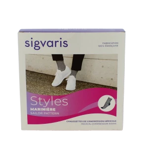 Sigvaris Styles Marinière Chaussette Classe 2 Femme Ecru/blanc Normal S