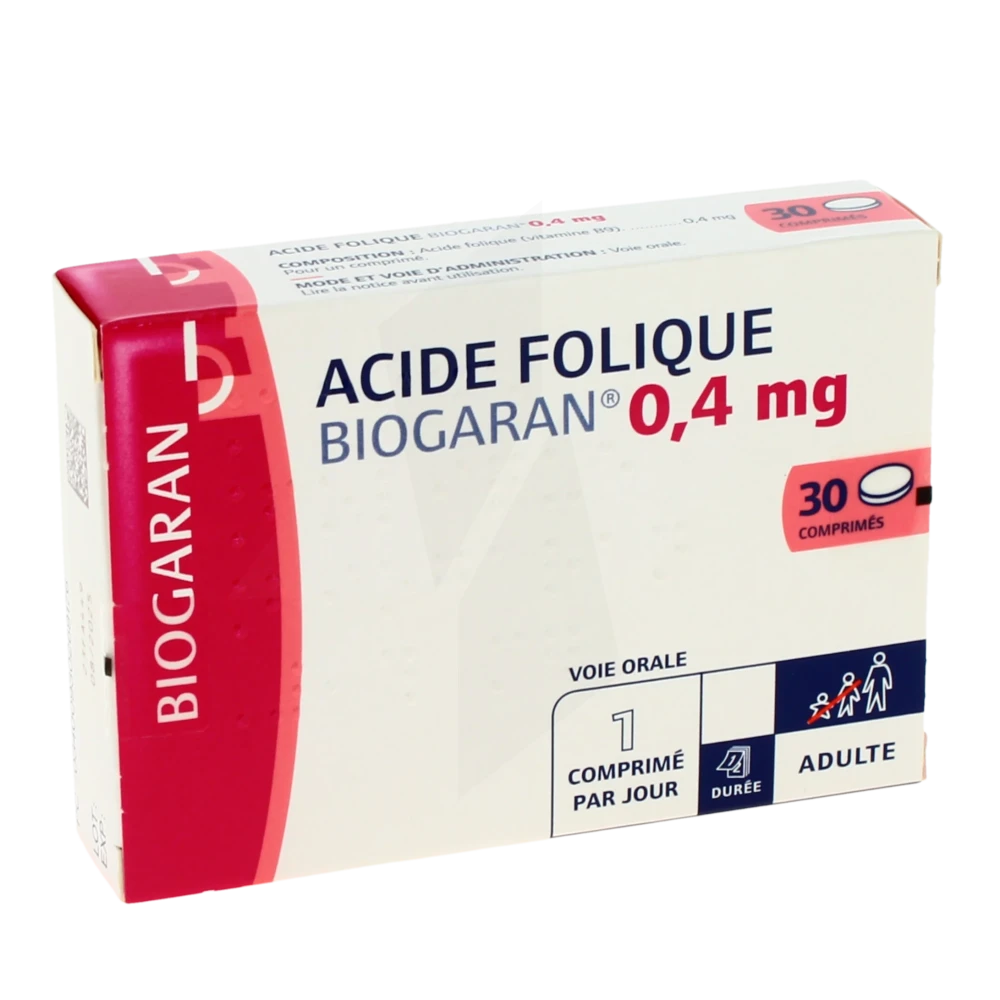 Acide Folique Biogaran 0,4 Mg, Comprimé