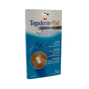 Tegaderm+pad Pansement Adhésif Stérile Avec Compresse Transparent 9x20cm B/5