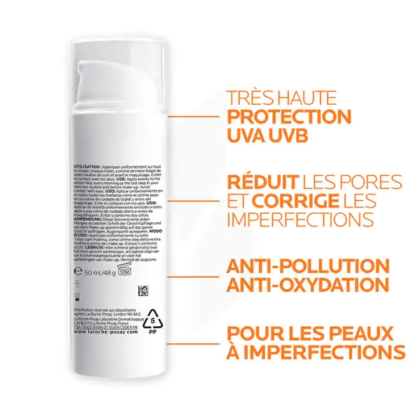 La Roche Posay Anthelios Oil Correct Soin Solaire Quotidien Photocorrection Spf50 Tube/50ml