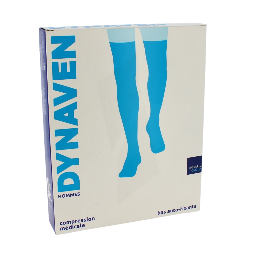 Sigvaris Dynaven Semi-opaque Fin Bas Auto-fixants Morpho- Classe 2 Homme Noir Normal L