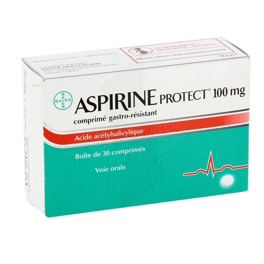 Aspirine Protect 100 Mg, 30 Comprimés Gastro-résistant