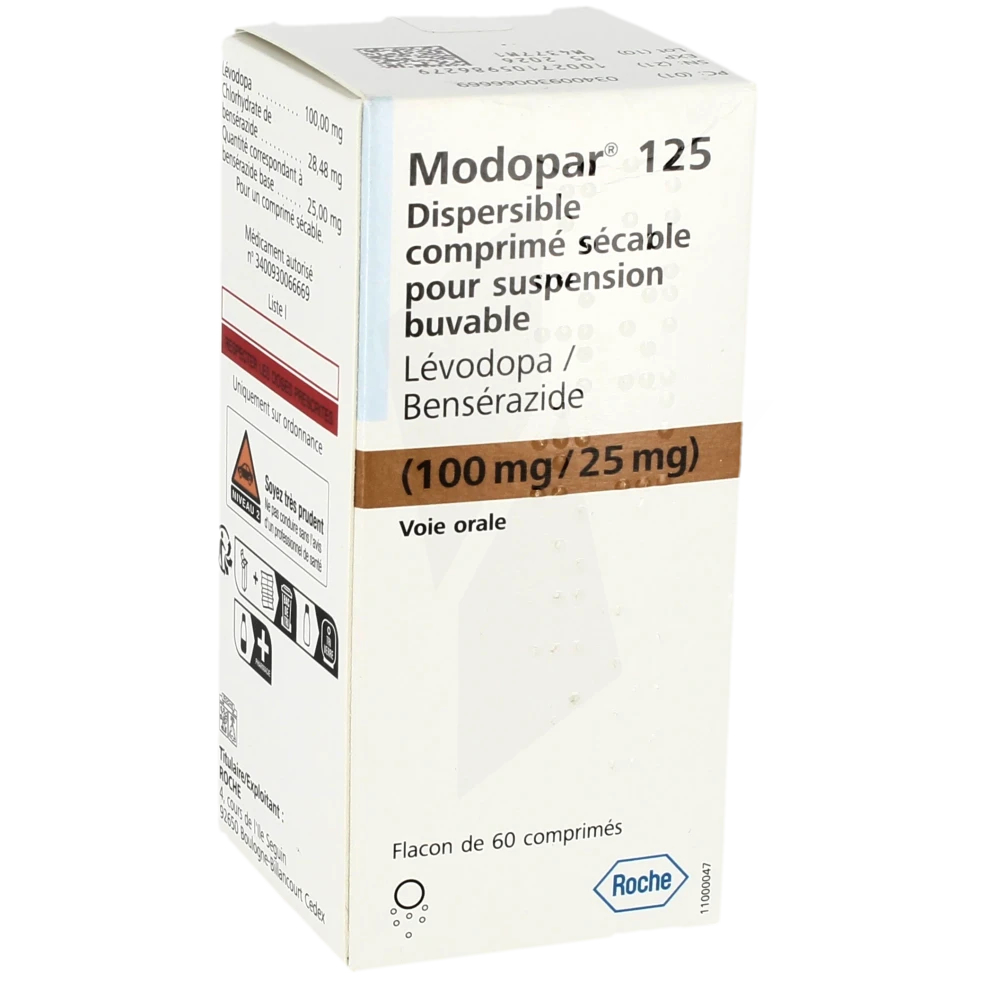 Modopar 125 Dispersible (100 Mg/25 Mg), Comprimé Sécable Pour Suspension Buvable