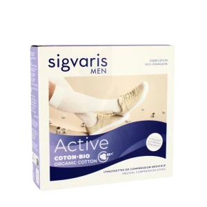 Sigvaris Active Coton Bio 55% Chaussette Classe 2 Homme Noir Long M