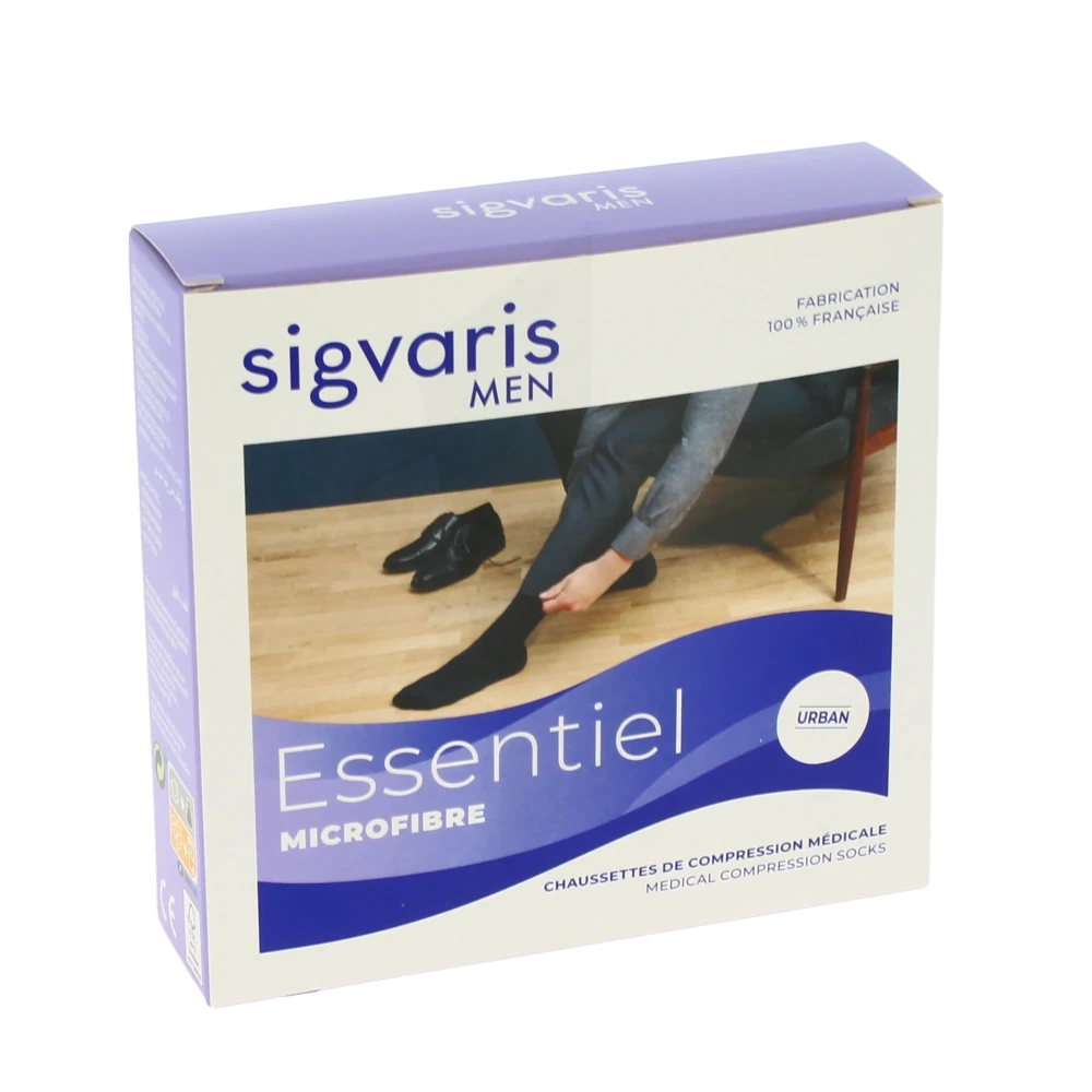 Sigvaris Essentiel Urban Microfibre Chaussette Morpho- Classe 2 Homme Noir Normal S