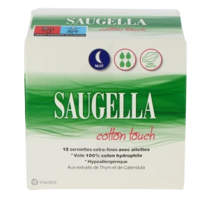 Saugella Cotton Touch Serviette Périodique Avec Ailettes Nuit B/12