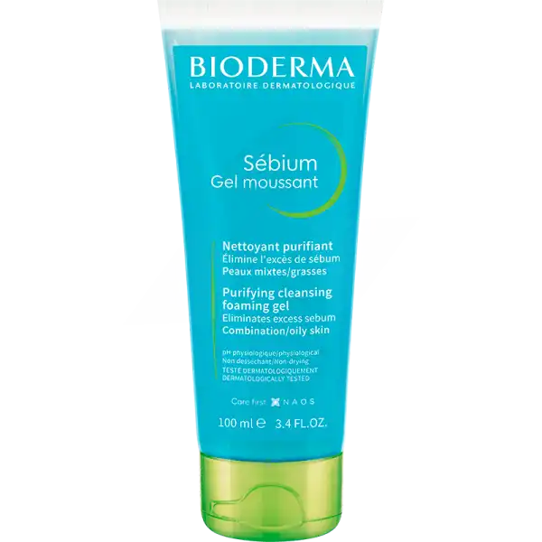Bioderma Sébium Gel Nettoyant Purifiant Peau Mixte à Grasse Format Voyage 100ml