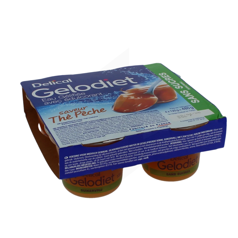 Delical Gelodiet Thé Pêche Sans Sucre 4 Pots/120g