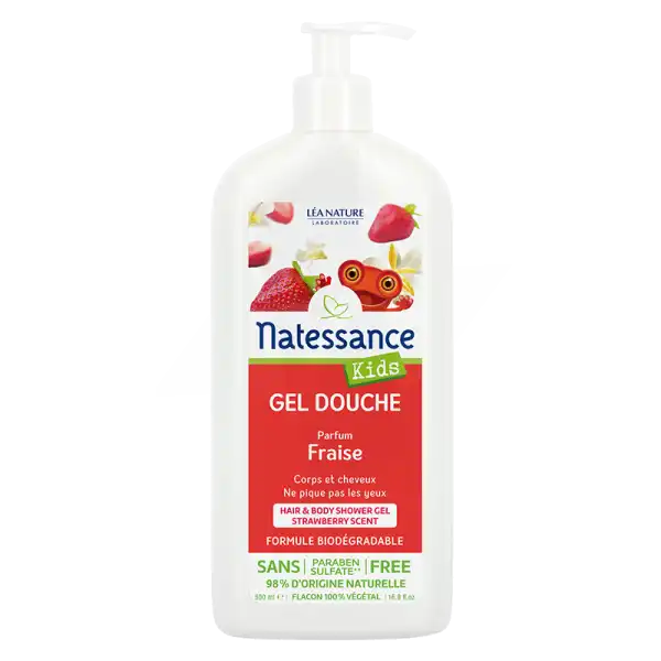 Natessance Kids Naturel Gel Douche Fraise Corps Et Cheveux 500ml