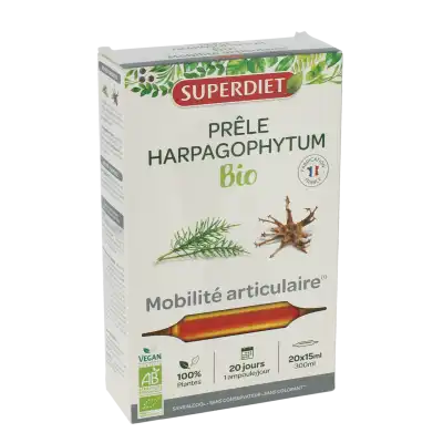 Superdiet Prêle Harpagophytum Bio Solution Buvable 20 Ampoules/15ml à DIGNE LES BAINS