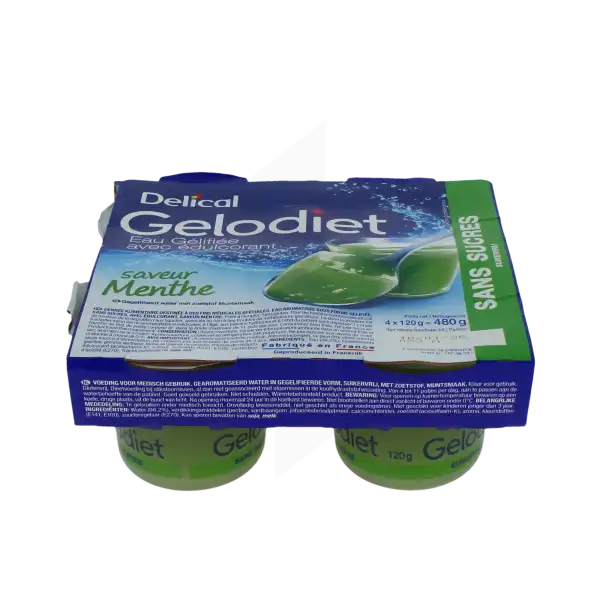 Gelodiet Eau Gélifiée édulcorée Menthe 4pots/120g