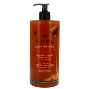 Nuxe Rêve De Miel Gel Lavant Surgras Visage Corps Flacon Pompe De 750 Ml