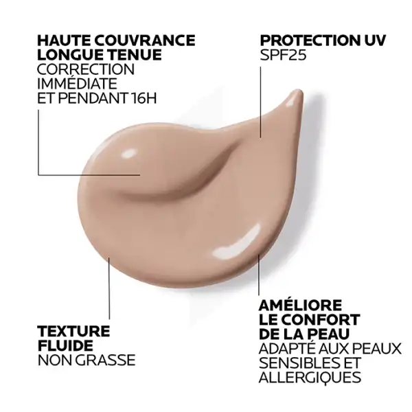 La Roche Posay Toleriane Fluide Correcteur Haute Couvrance 16h Haute Correction Spf25 Teinte N°12 Tube/30ml