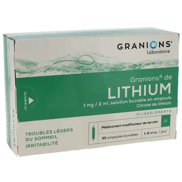 Granions De Lithium 1 Mg/ 2 Ml, Solution Buvable En Ampoule