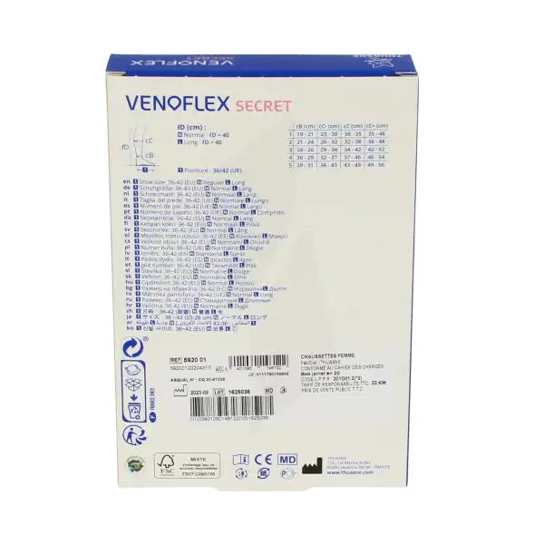 Thuasne Venoflex Secret 2 Chaussette Femme Beige Naturel T2l