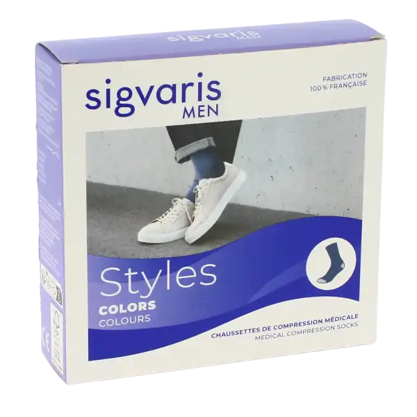 Sigvaris Styles Colors Chaussettes  Homme Classe 2 Bleu Medium Normal