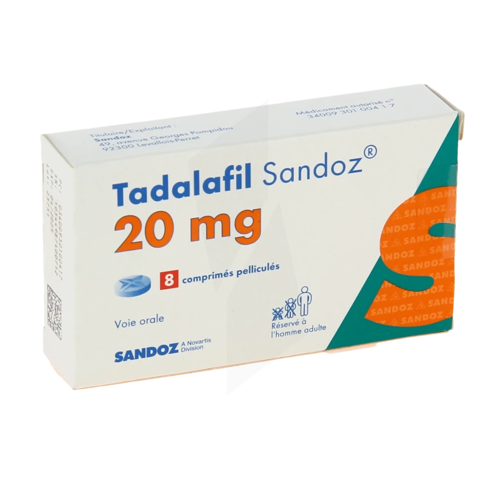 meSoigner Tadalafil Sandoz 20 Mg Cpr Pell Plq Pvc/aclar/alu/8